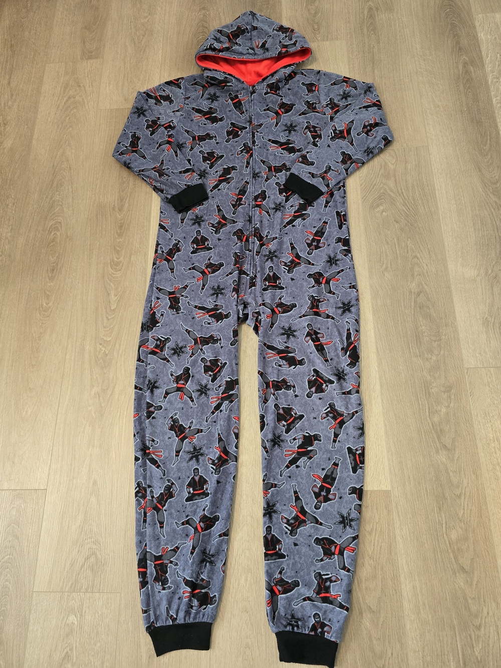 The‎ Children’s Place Ninja Hooded One Piece Pajamas Boys PJS XXL 16 Gray Red